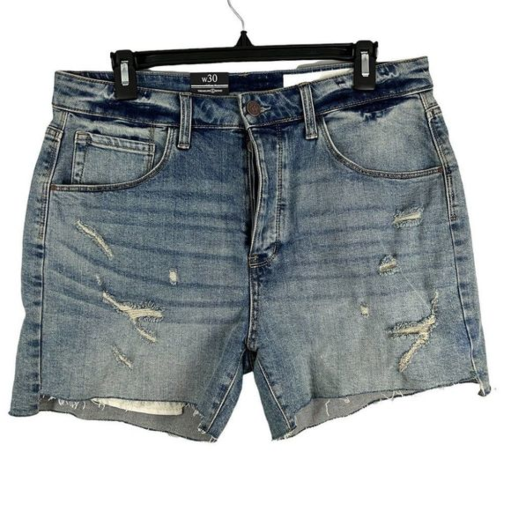 NWT TREASURE & BOND‎ High Waist Boyfriend Cutoff Denim Shorts in Gravel M…